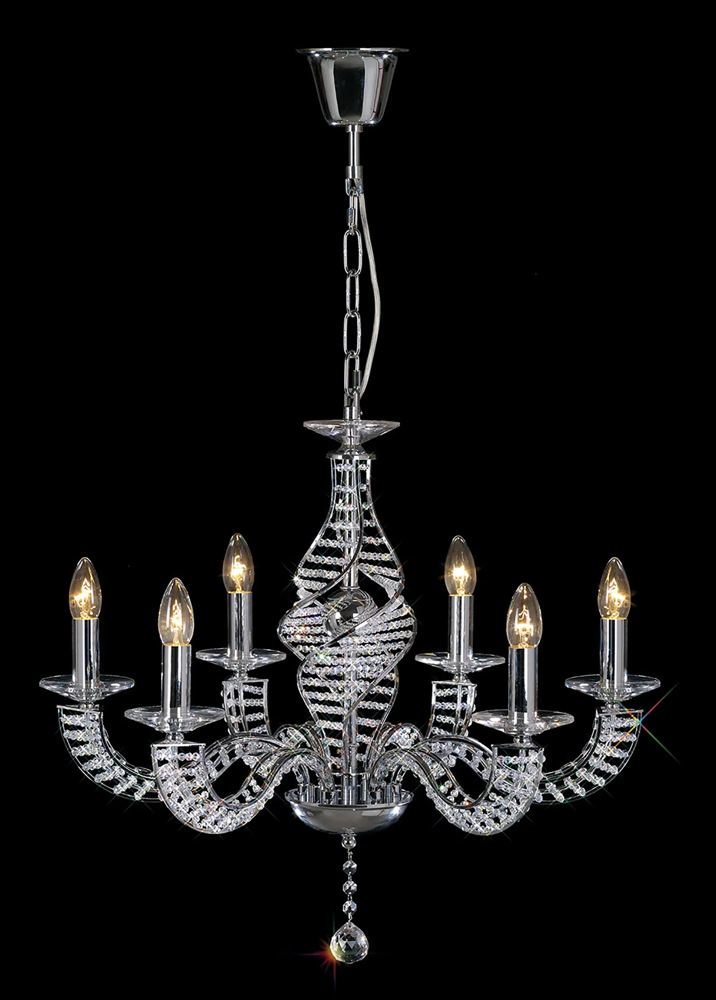 Santo Crystal Ceiling Lights Diyas Multi Arm Crystal Fittings